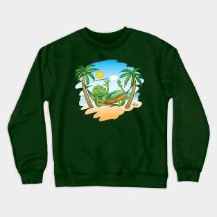 Lazy iguana relaxing in a hammock at the beach Crewneck Sweatshirt